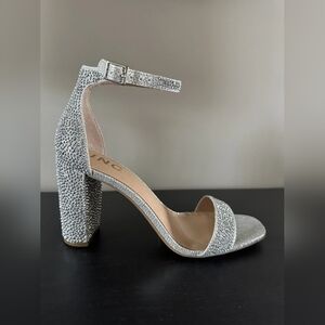 Elegant Silver Block Heel Sandals